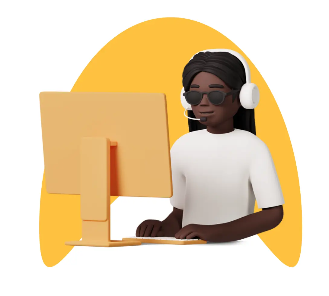 Girl Using Yellow Laptop