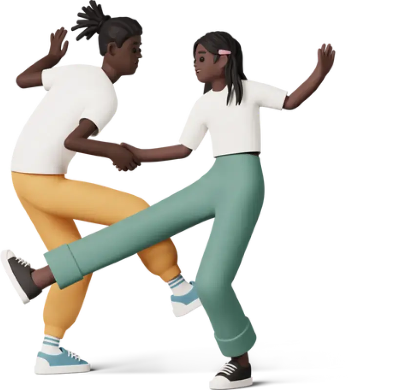 Young Girl and Boy Dancing